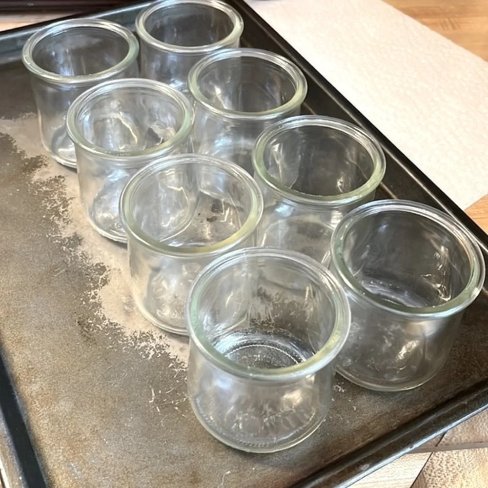 Oui yogurt empty glass jars, set of 8 pieces